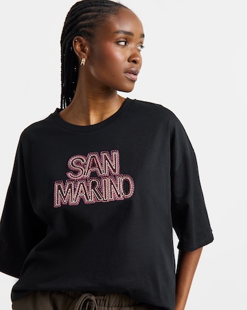 Black San Marino Embroidered Graphic T-Shirt