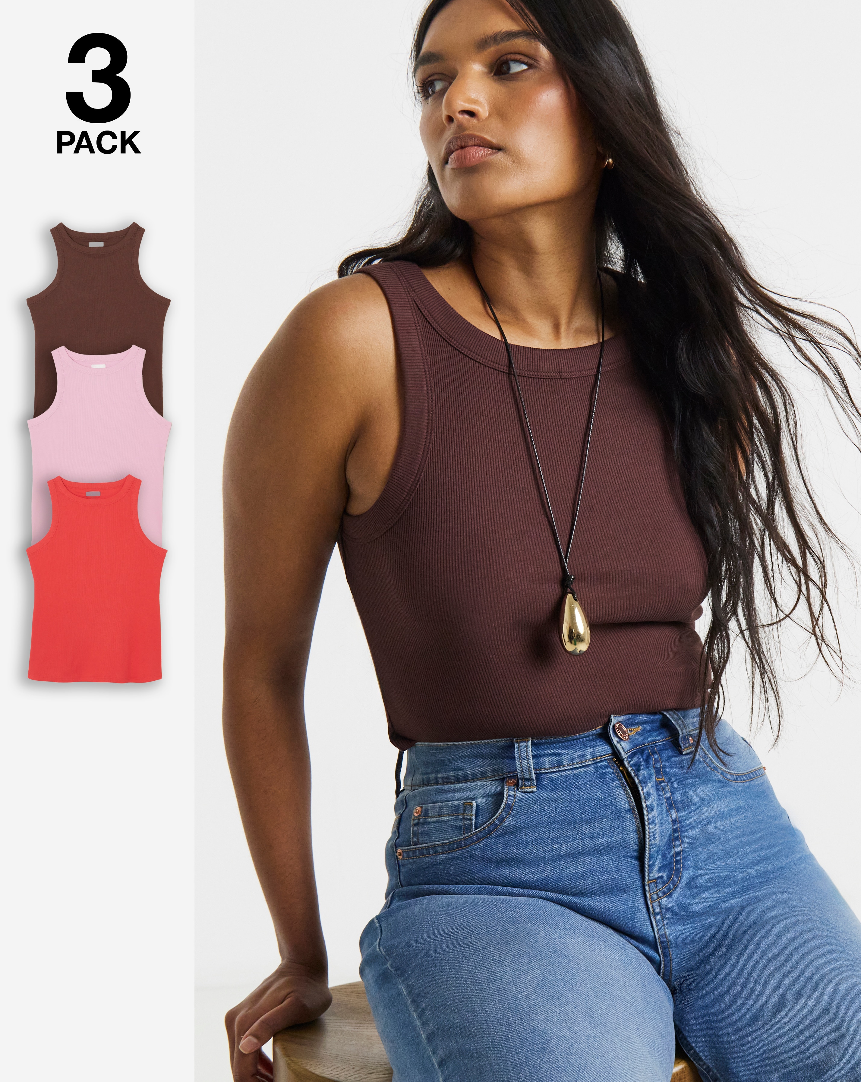 3 Pack High Neck Vests