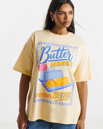Yellow Butter Graphic Oversized T-Shirt