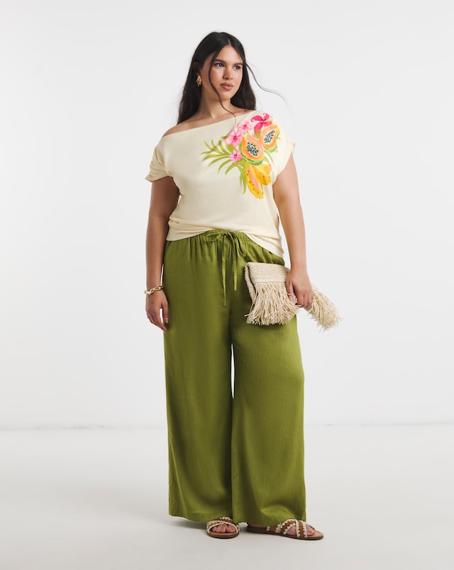 Simply Be Multi Print Off the Shoulder Mesh Top
