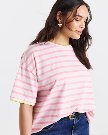 Pink Stripe Scallop T-Shirt