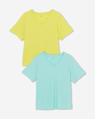 Simply Be Blue & Lime 2 Pack V Neck T-Shirts