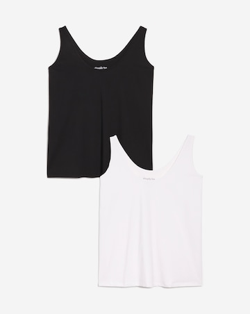 2 Pack Pure Cotton Black & White Slouchy Vests