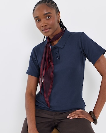 Simply Be Navy Short Sleeve Rib Polo Top