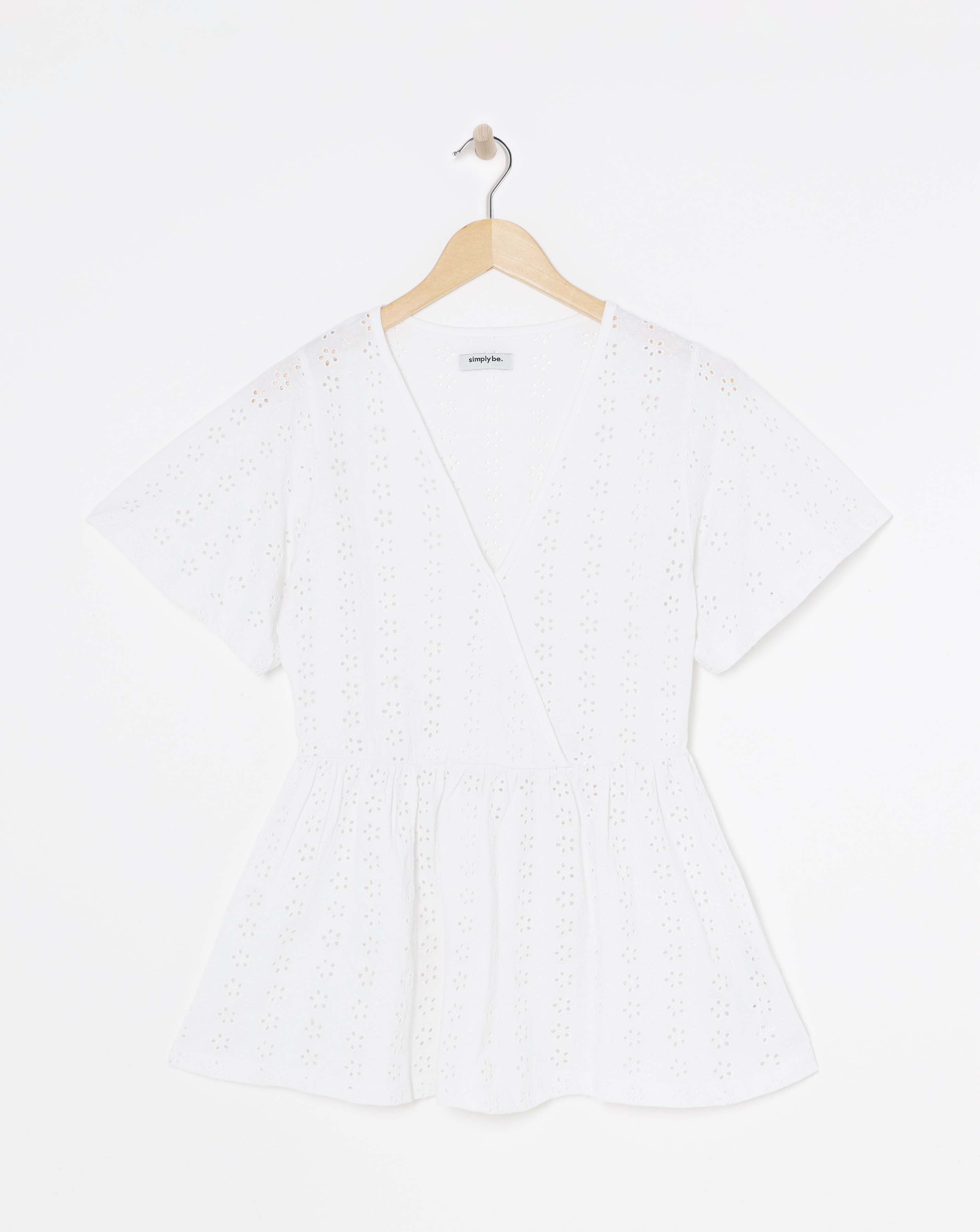 White Jersey Broderie Angel Sleeve Top