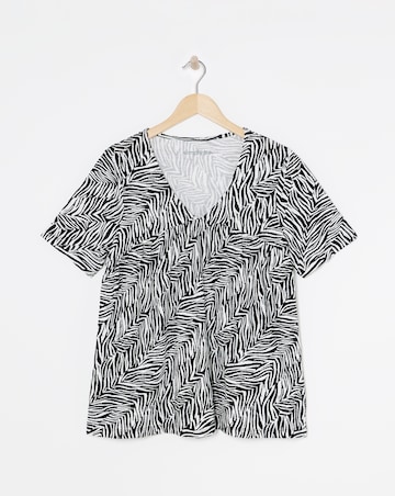 Zebra V Neck Floaty Tee