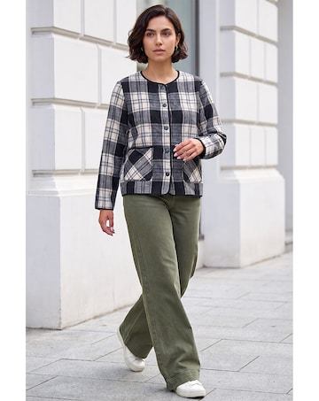 Roman Check Buttoned Throw On Jacket