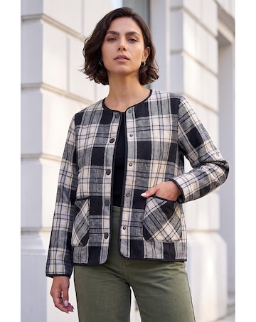 Roman Check Buttoned Throw On Jacket