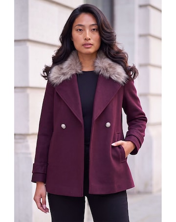Roman Petite Fur Collar Coat