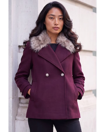 Roman Petite Fur Collar Coat