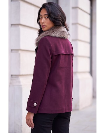 Roman Petite Fur Collar Coat