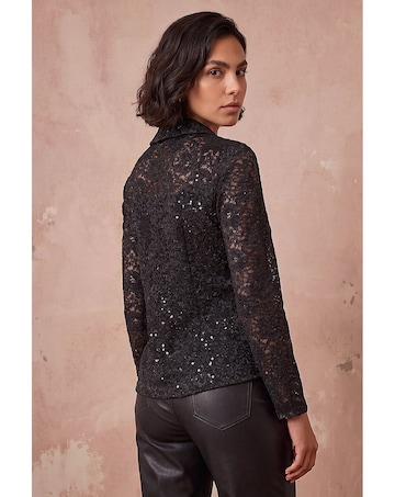 Roman Sequin Lace Collared Blouse