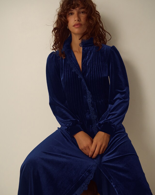 New In - Monsoon Pip Pinktuck Velvet Midi Dress