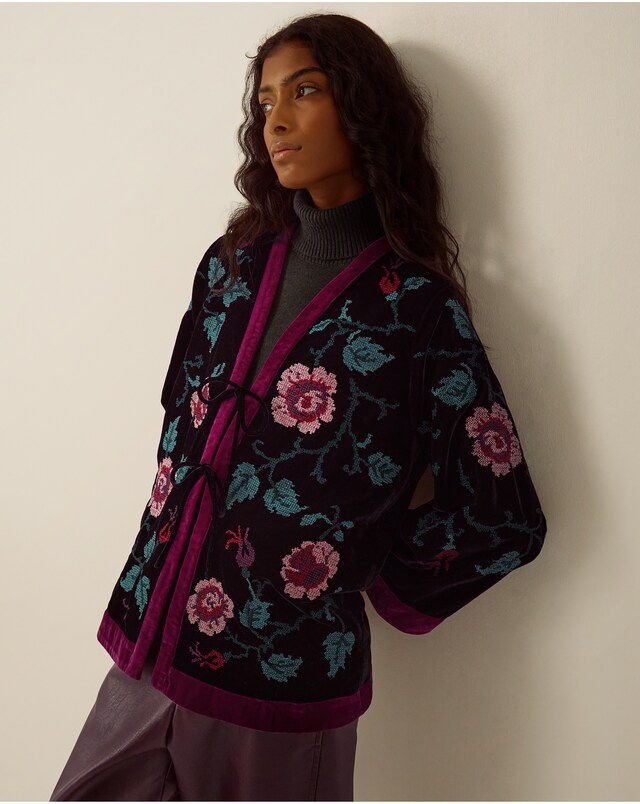 New In - Monsoon Agnes Embroidered Kimono Jacket