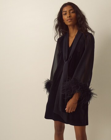 Monsoon Sadie Feather Sleeve Velvet Mini Dress