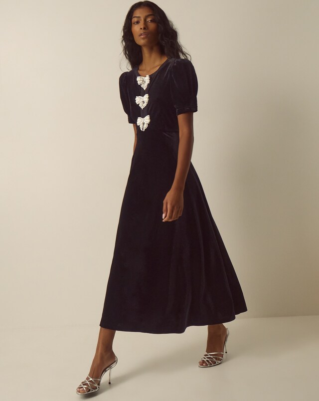 New In - Monsoon Bella Bow Velvet Dress