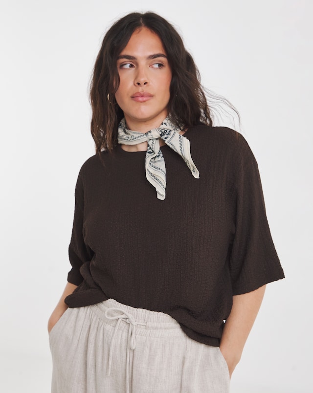 Simply Be Chocolate Waffle Kimono T-Shirt