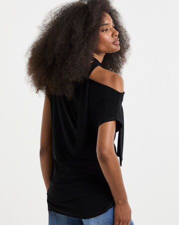Simply Be Black Off The Shoulder Scarf Detail Top