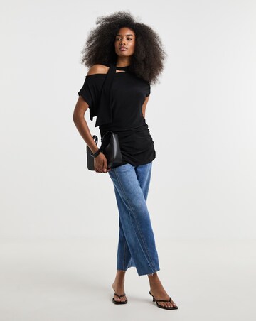Simply Be Black Off The Shoulder Scarf Detail Top