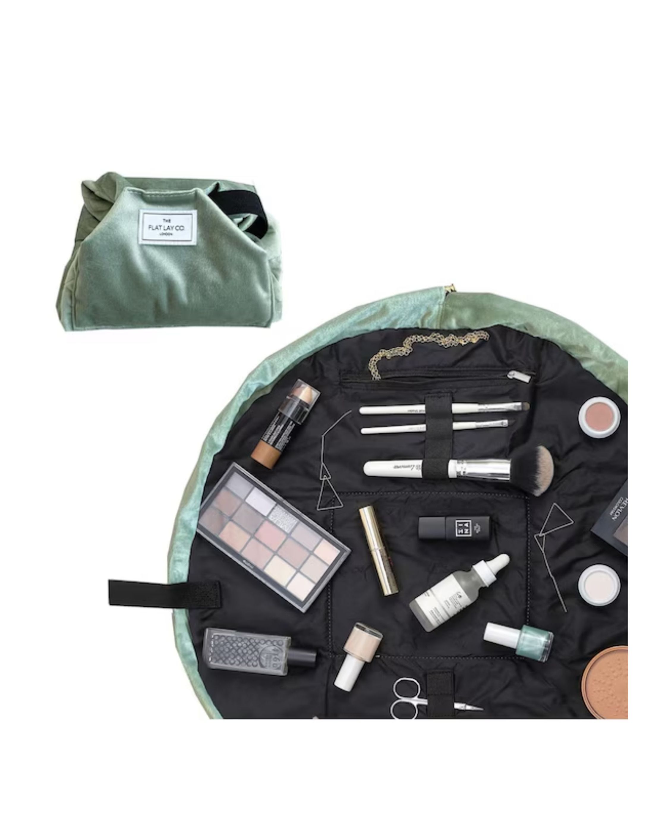 Drawstring Makeup Bag - Sage Velvet