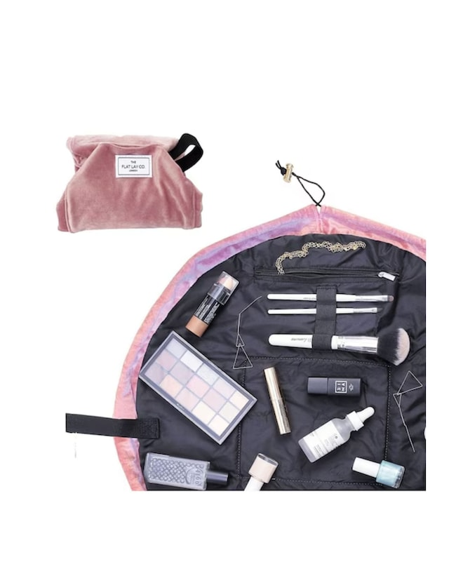 Drawstring Makeup Bag - Pink Velvet
