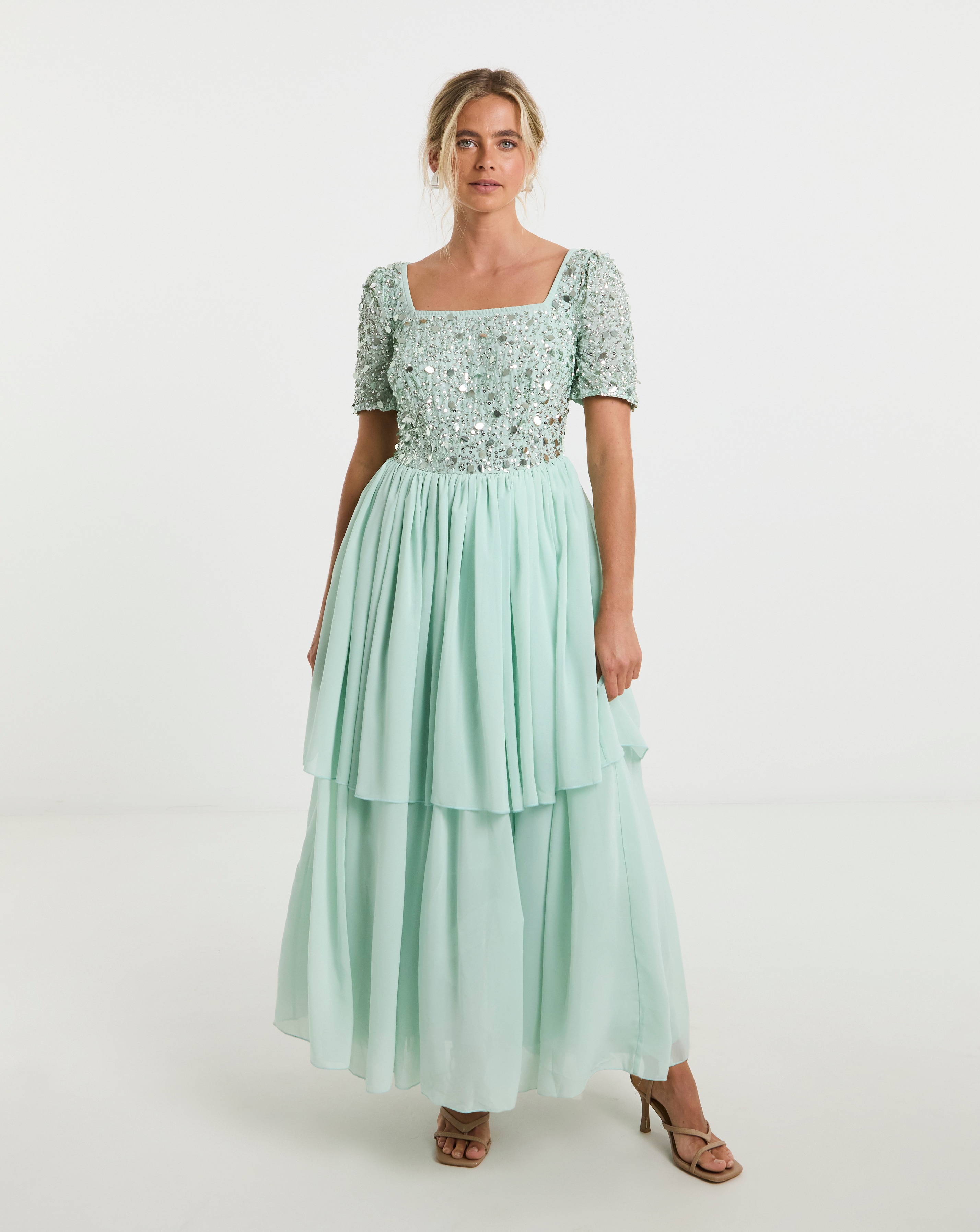 Maya Curve Sequin Maxi Dress