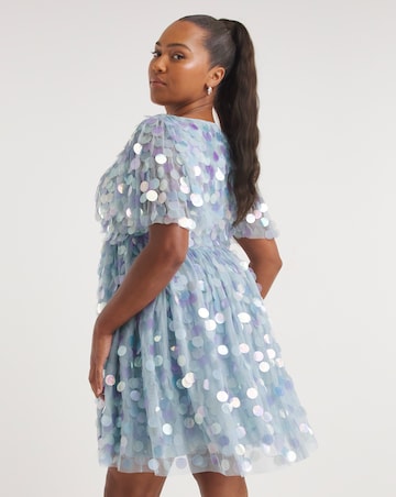 Maya Curve Wrap Front Tulle Sequin Mini Dress