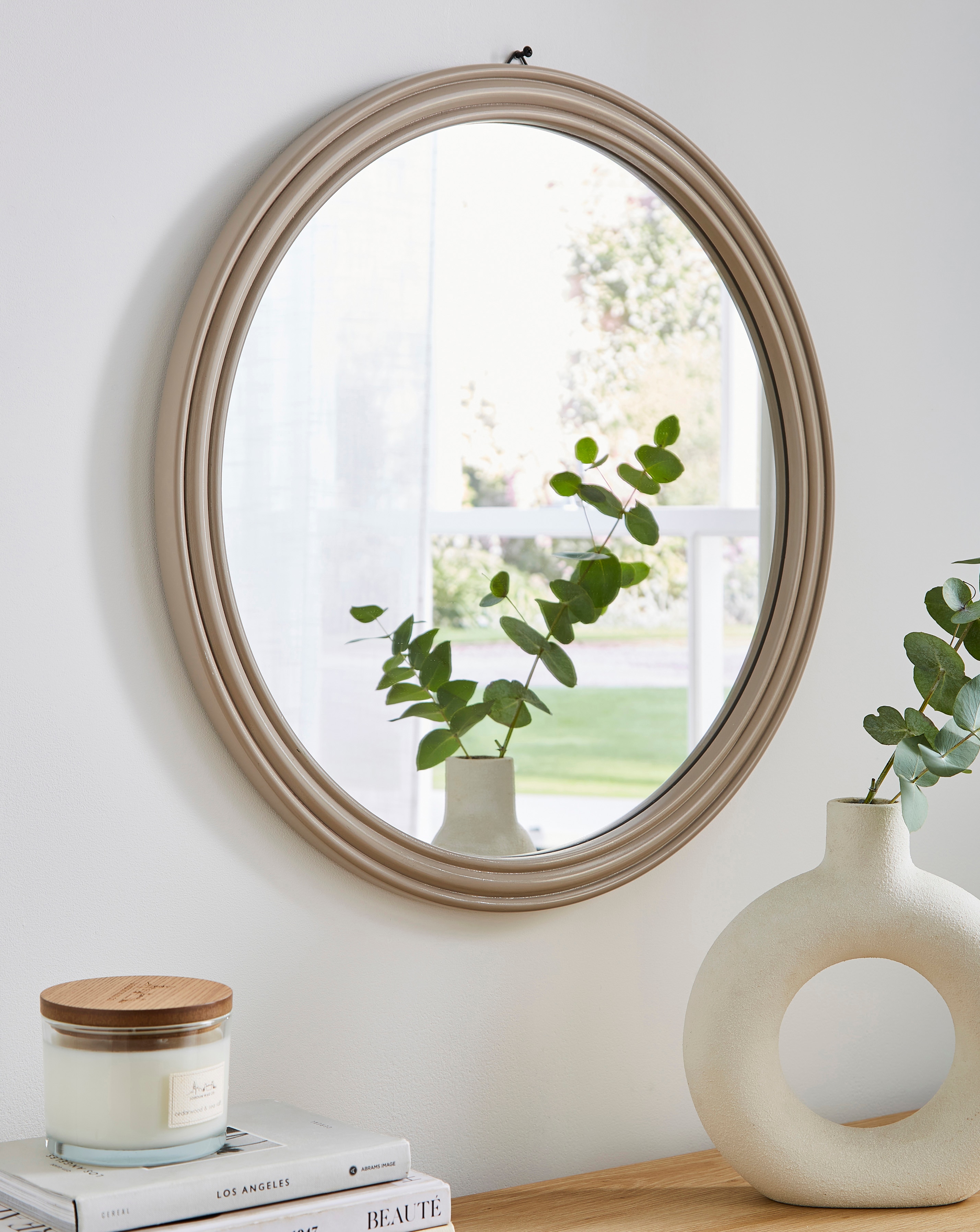 Round Grey Wall Mirror