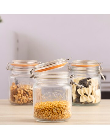 Kilner Set of 2 Clip Top Square Jars 1l