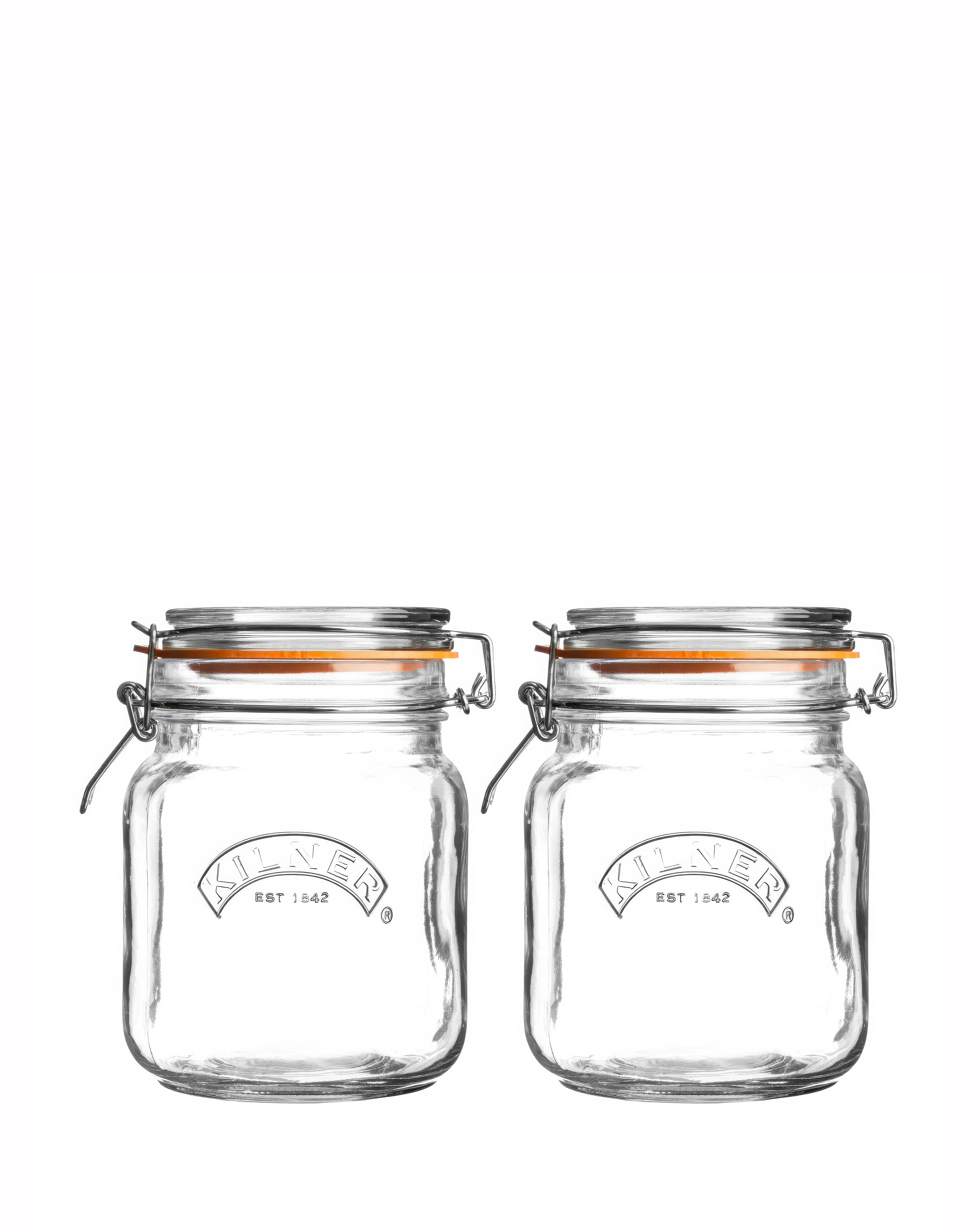 Kilner 2 Clip Top Square Jars 1l