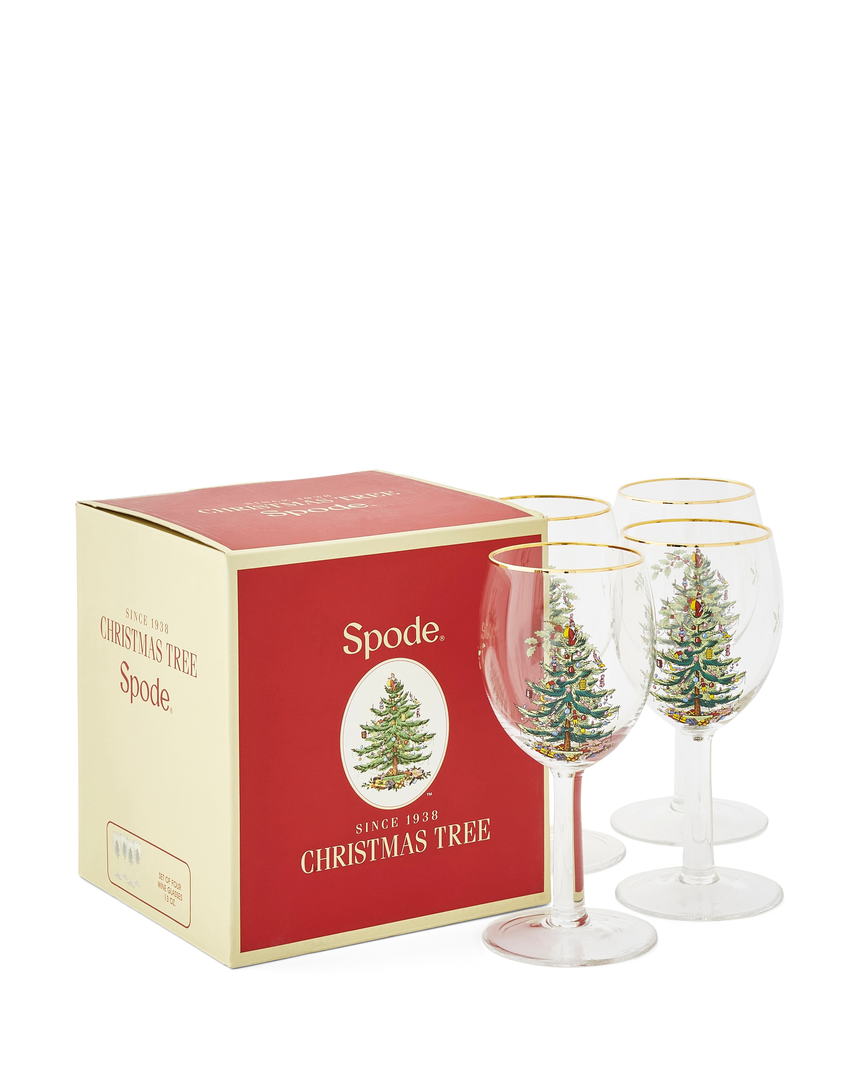 Spode Christmas Tree 4 Wine Glasses
