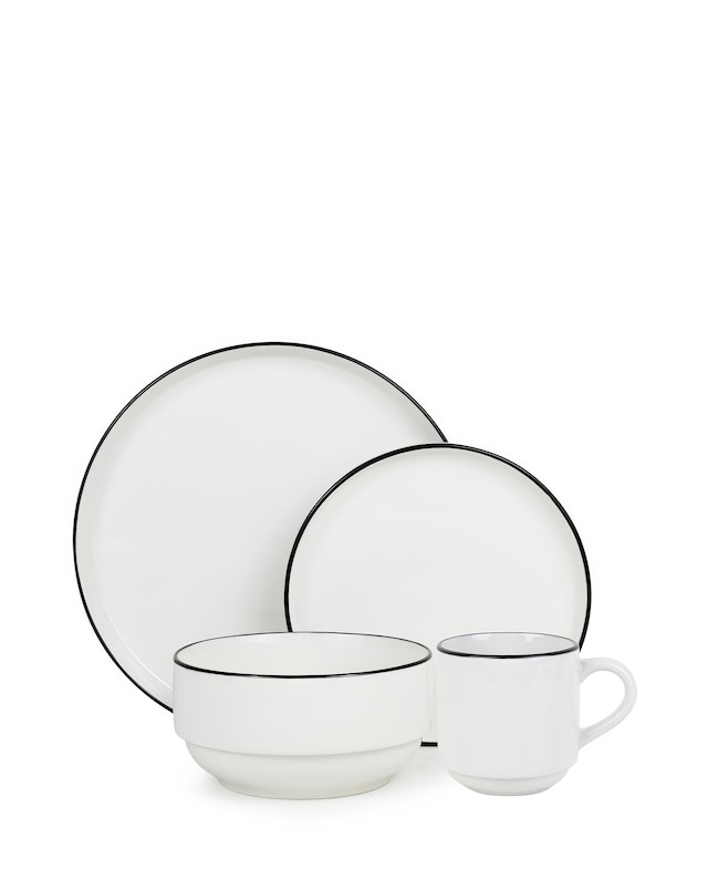 Waterside Monochrome 16 Piece Dinner Set