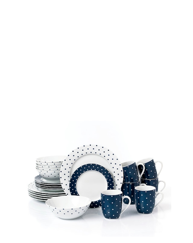 Waterside Blue Spot 24 Piece Dinner Set