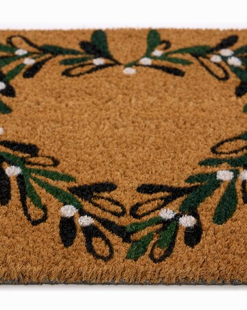My Mat Printed Coir Christmas Mistletoe Heart Doormat