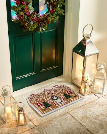 My Mat Printed Coir Christmas Gingerbread Cottage Doormat