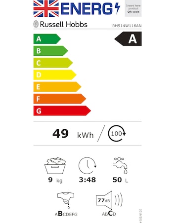 Russell Hobbs RH914W116AN 9kg 1400rpm Washing Machine Anthracite + Install