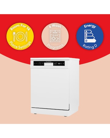 Russell Hobbs RH60DW00D2W 14 Place Settings Full Size Dishwasher White + Install
