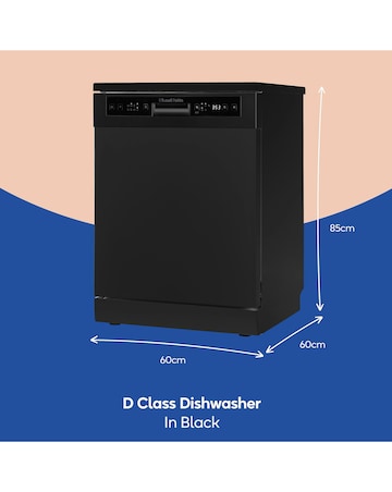 Russell Hobbs RH60DW00D2B 14 Place Settings Full Size Dishwasher Black + Install