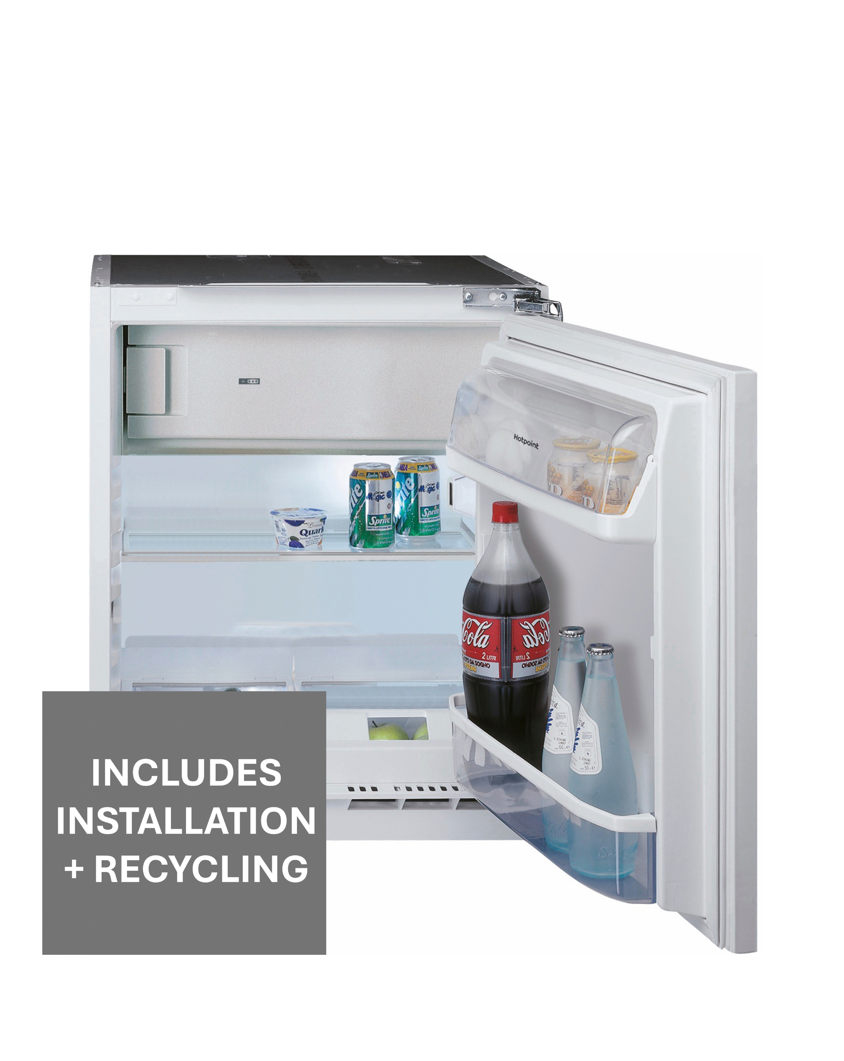 Hotpoint HBUF011.UK Integrated Under Counter Fridge with Ice Box + Installation