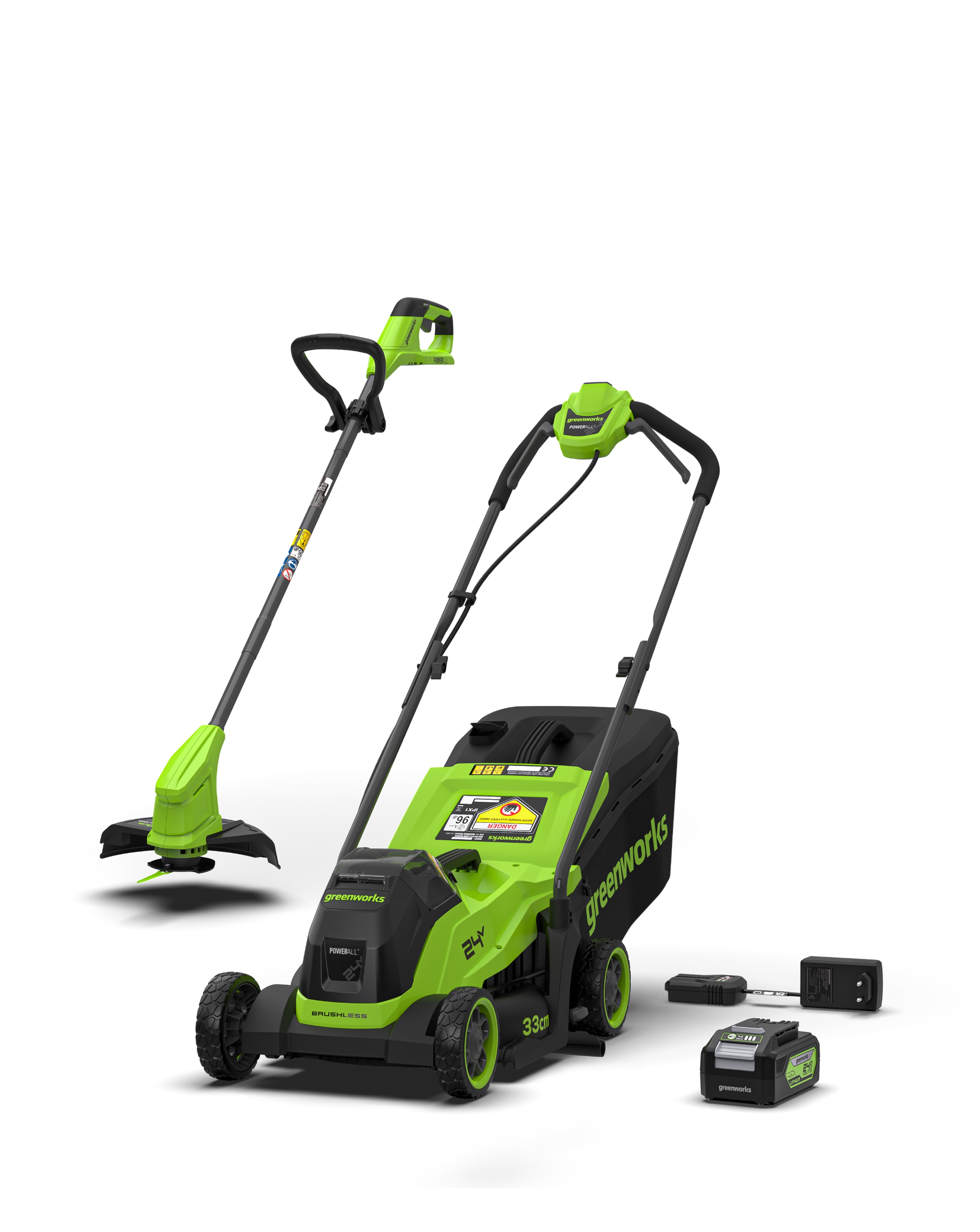 New In - Greenworks 24V Lawnmower & Line Trimmer