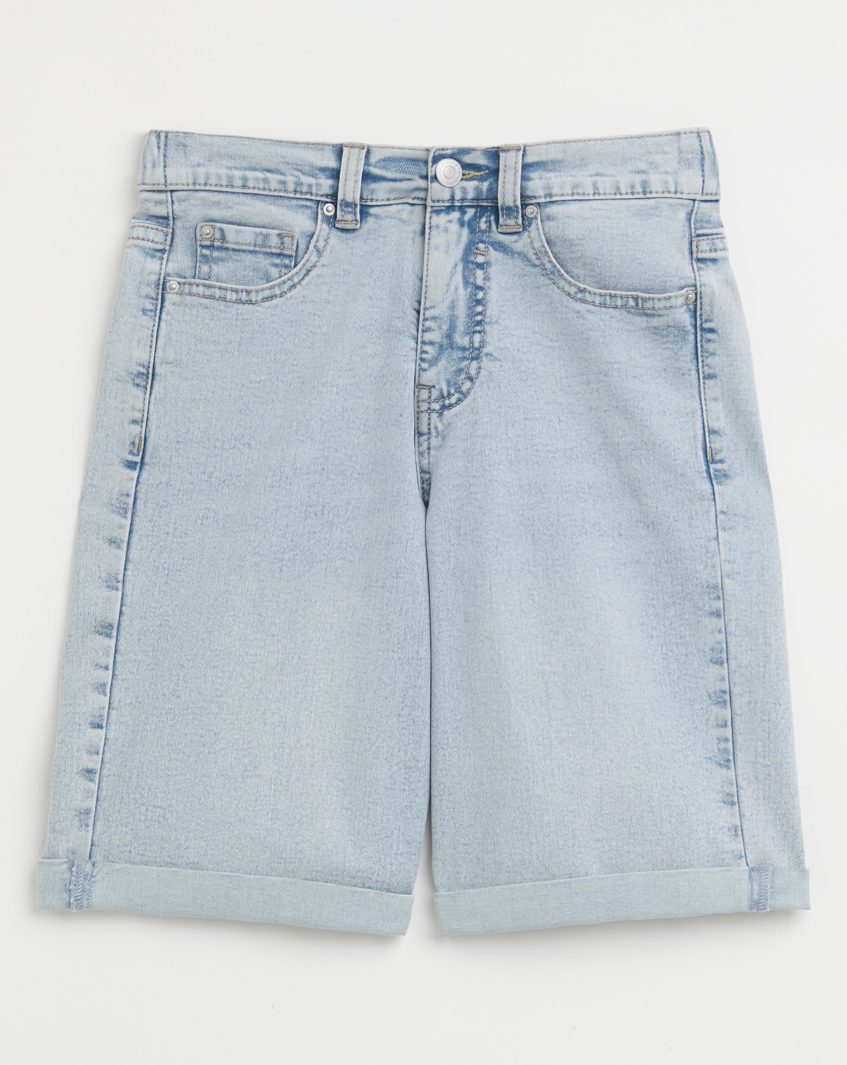 Light Blue 24/7 Knee Denim Shorts