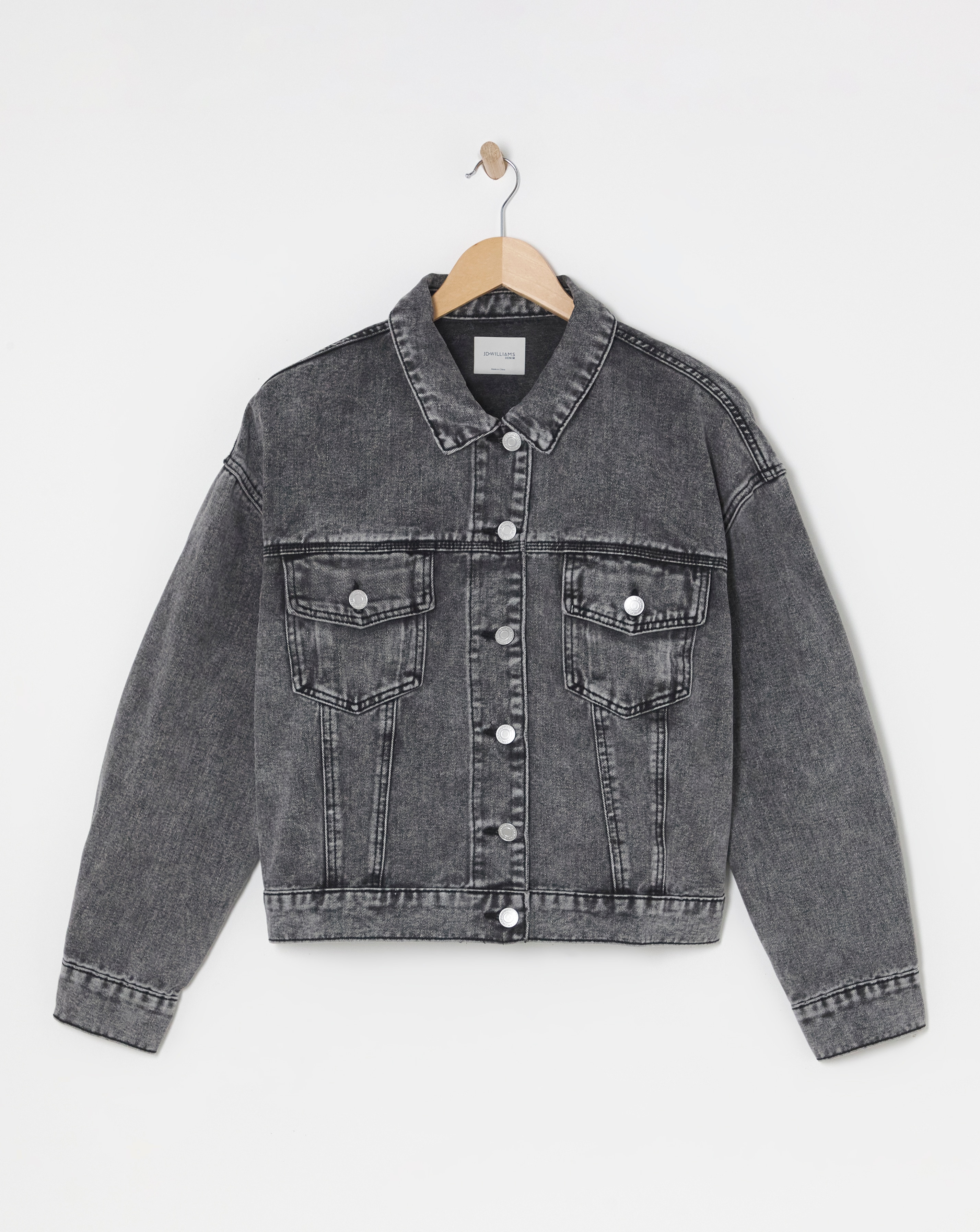 Washed Black Cropped Denim Jacket