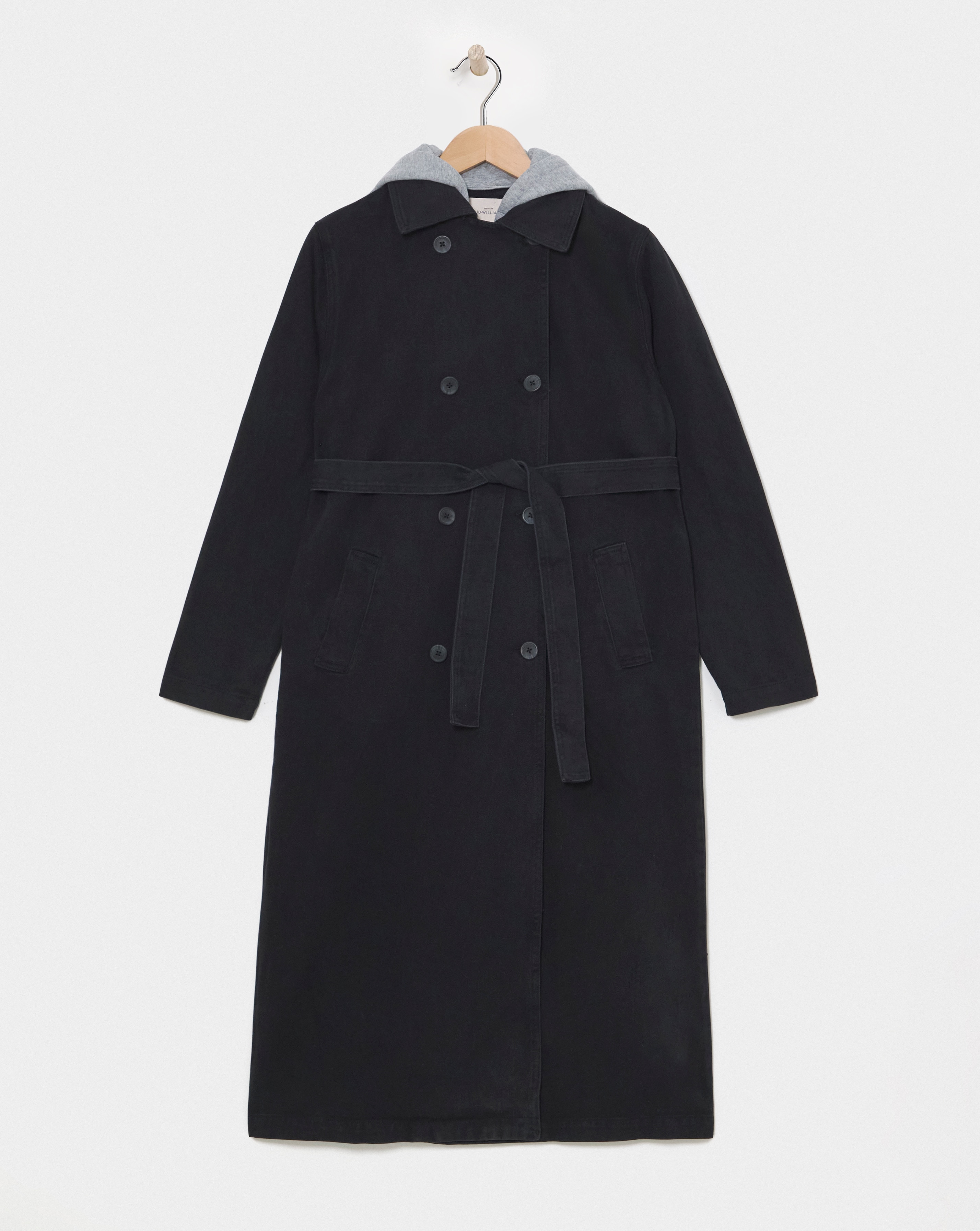 Black Denim Hooded Trench