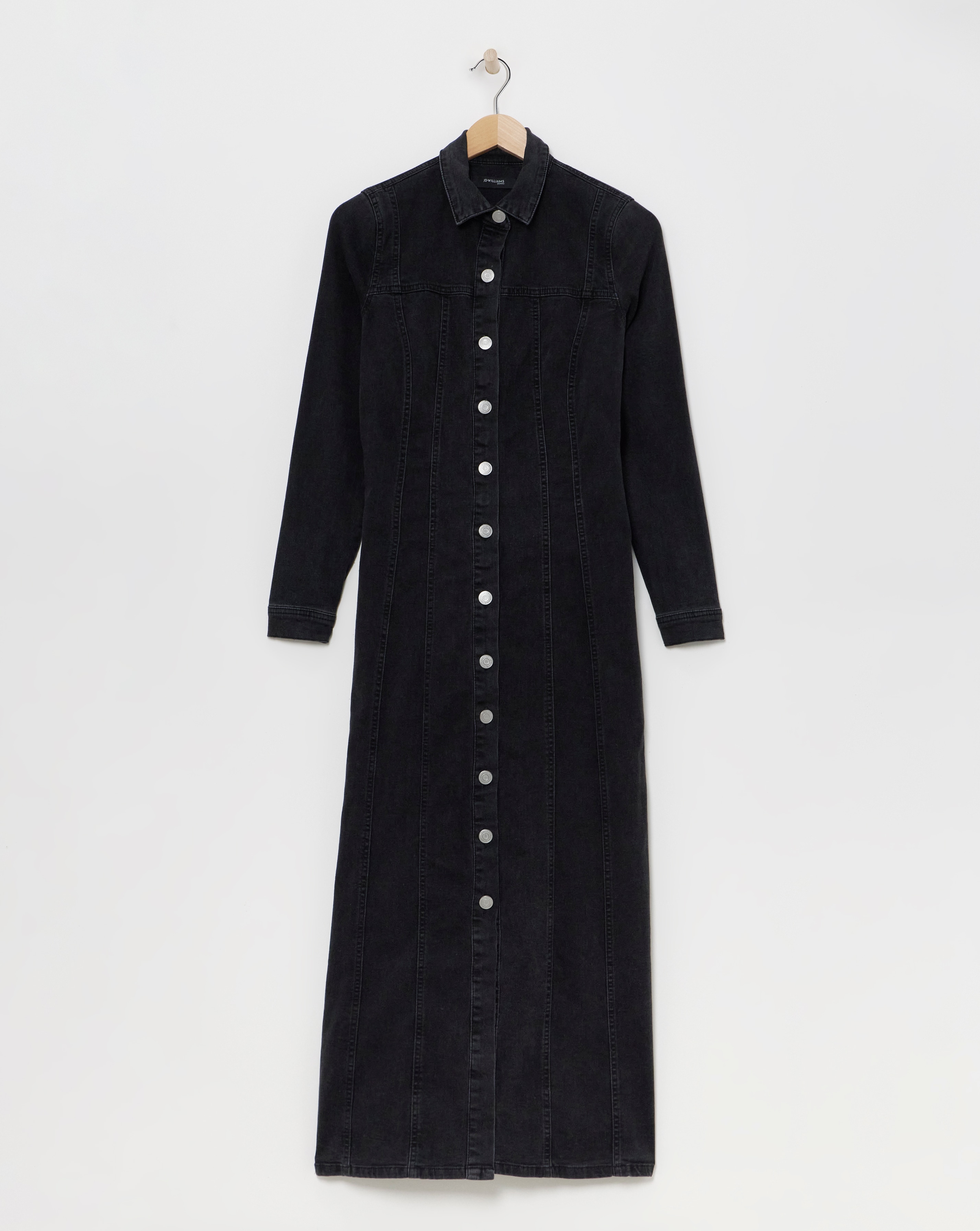 Black Fitted Denim Shirt Dress