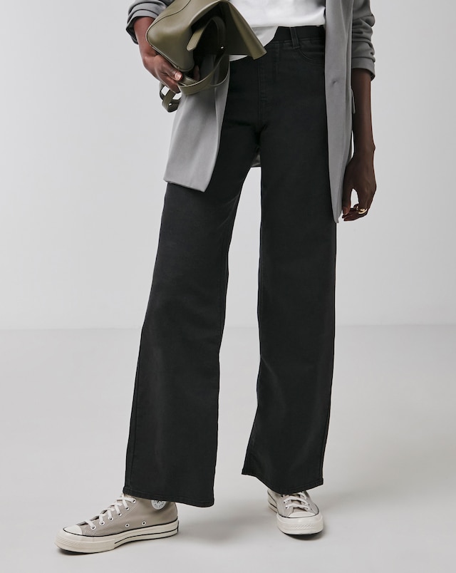 Washed Black Wide Leg Jeggings
