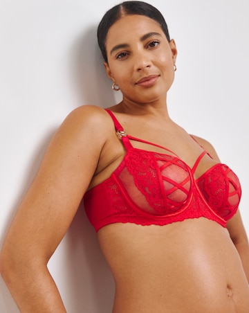 Ann Summers Sweet Surrender DD+ Non Pad Balcony Wired Bra Red