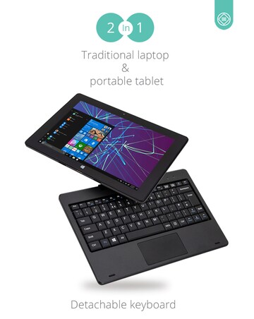 ENTITY Twin 10in 64GB Windows 10 2in1 Laptop Black