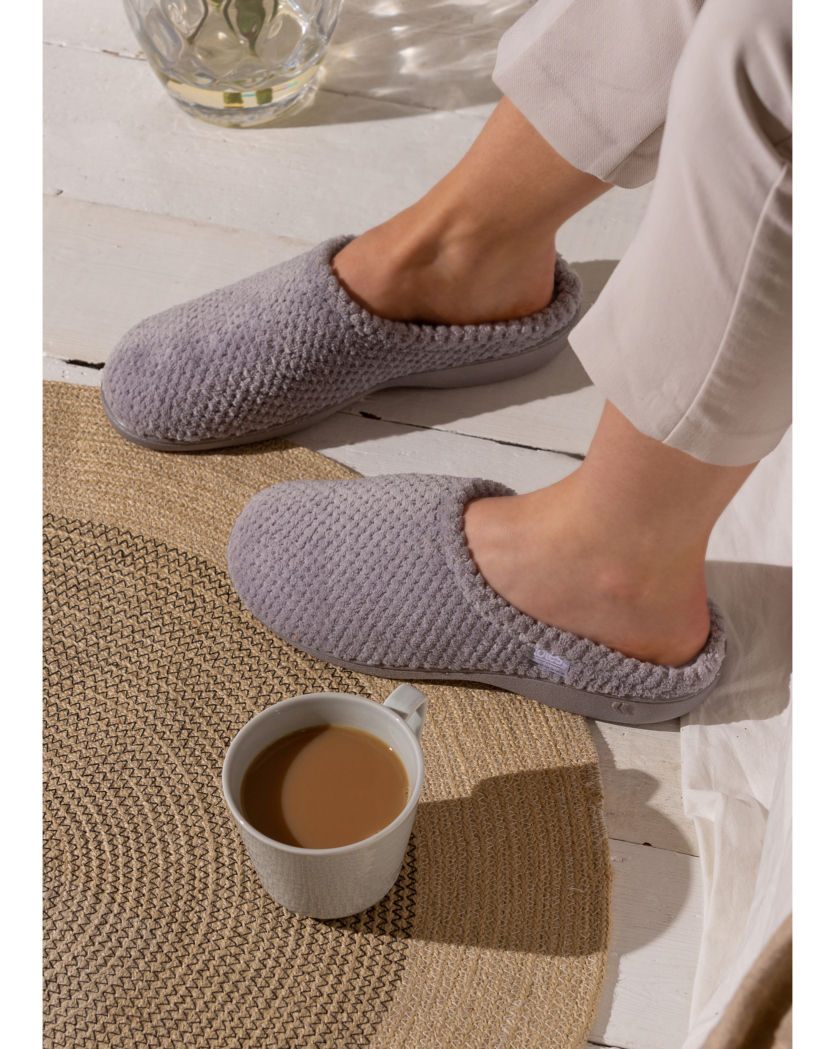 Totes Ladies Popcorn Terry Mule Slippers