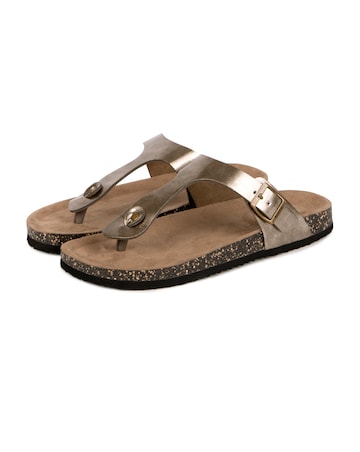totes Ladies PU Buckle Toe Post Sandals