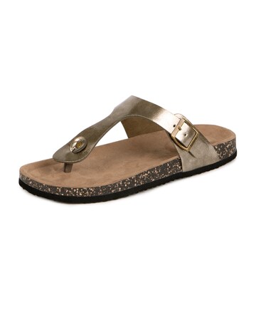 totes Ladies PU Buckle Toe Post Sandals